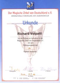 Urkunde zur Mitgliedschaft
